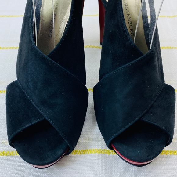 Diane Von Furstenberg Marlene Platform Peep Toe Slingback Heels Womens 6.5 Luxe - Picture 9 of 12